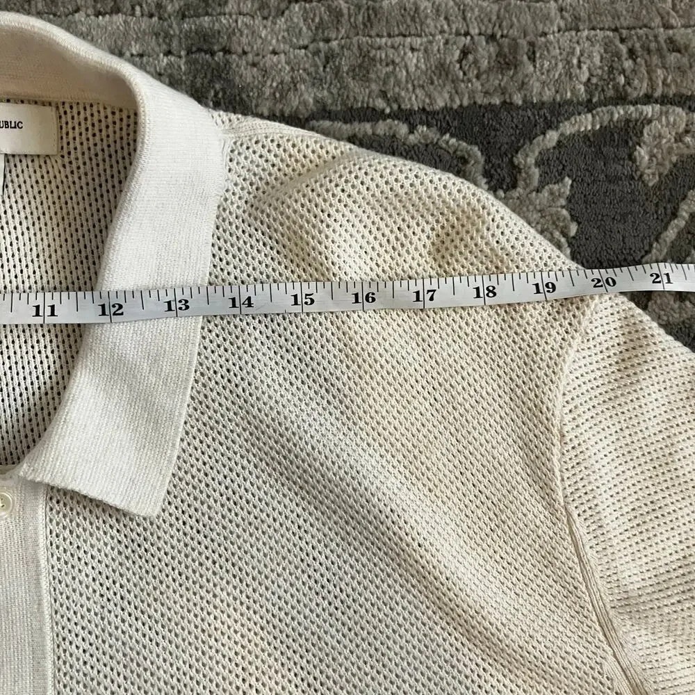 Banana Republic Cream Knit Polo Shirt XL Quiet Luxury Classic Casual Preppy